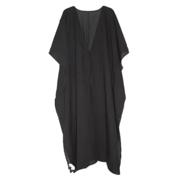 NWT Banana Republic Factory Black Kaftan, Beach Cover-Up, Women Size M/L - Picture 1 of 4